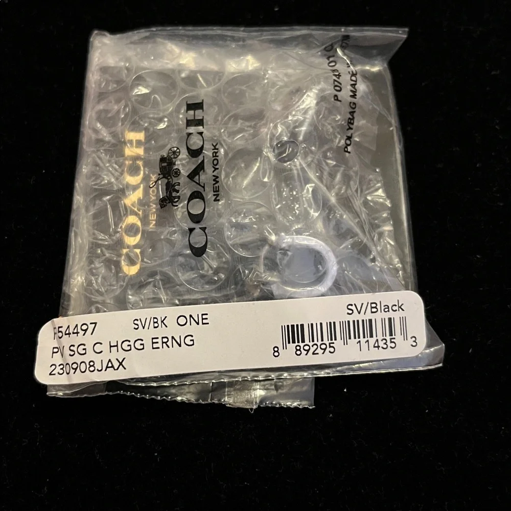 Coach Pave’ Signature C Huggie Earrings - Picture 2 of 6